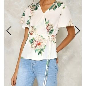 Floral Wrap Blouse - Size Large